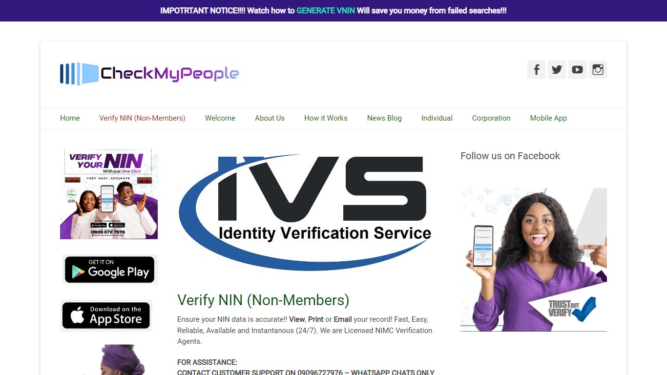 Verify NIN (Non-Members) - checkmypeople